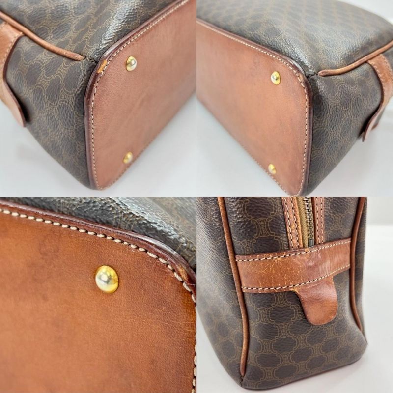 Celine Handbag Women's Vintage Macadam Handbag Mini Boston Celine Leather Brown