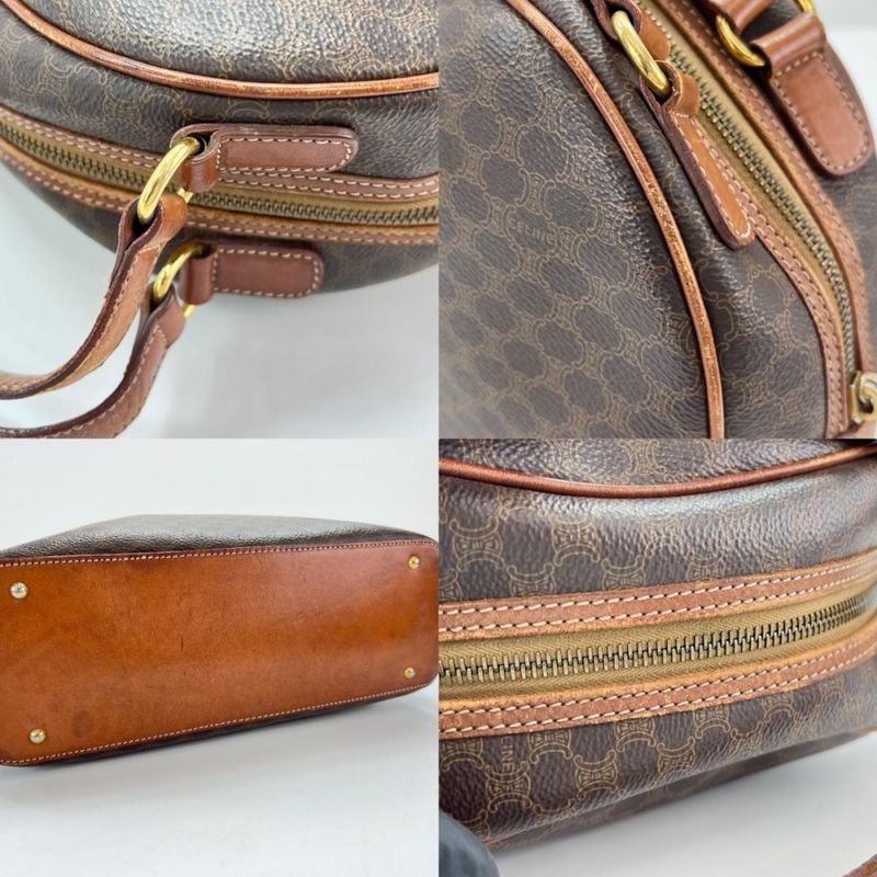 Celine Handbag Women's Vintage Macadam Handbag Mini Boston Celine Leather Brown