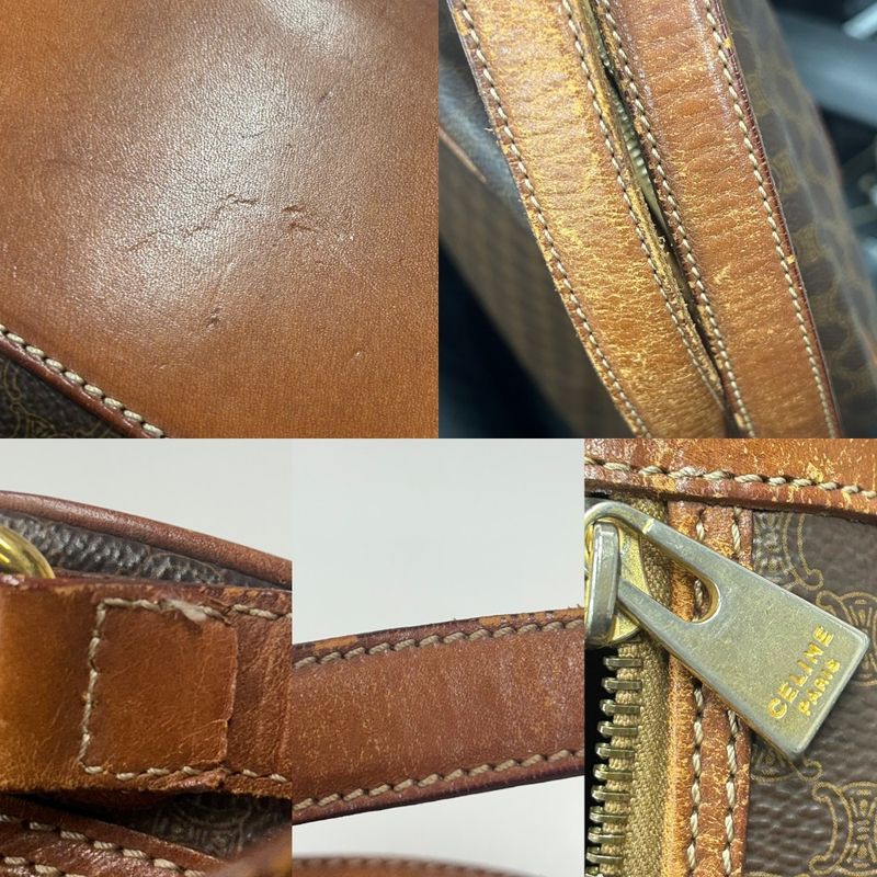 Celine Handbag Women's Vintage Macadam Handbag Mini Boston Celine Leather Brown