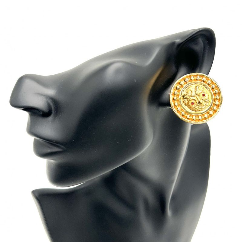 Chanel Earrings Women's Accessories Vintage Owl Motif Chanel GP Gold Approx