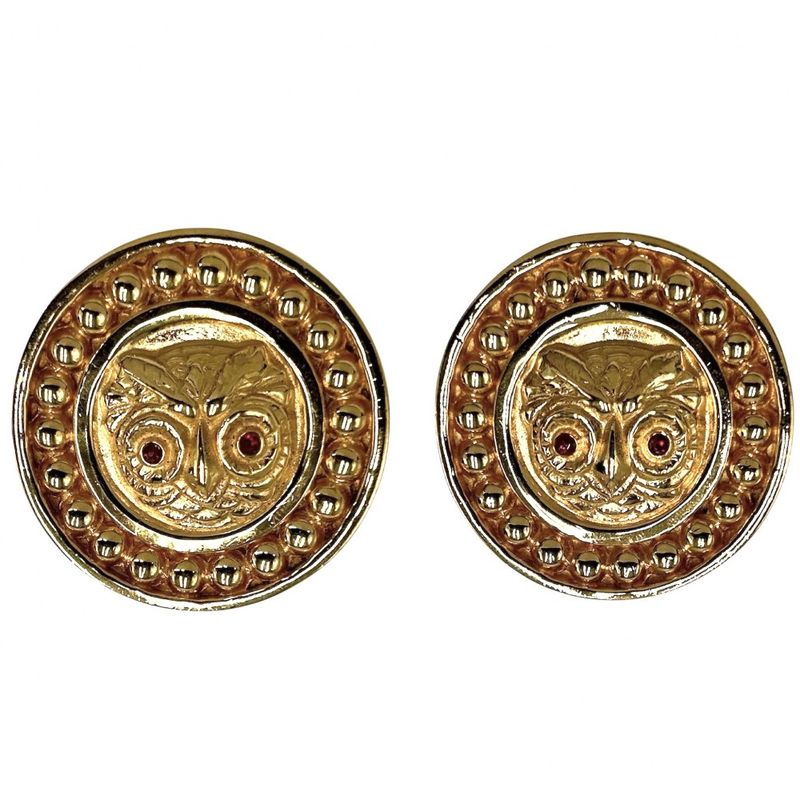 Chanel Earrings Women's Accessories Vintage Owl Motif Chanel GP Gold Approx