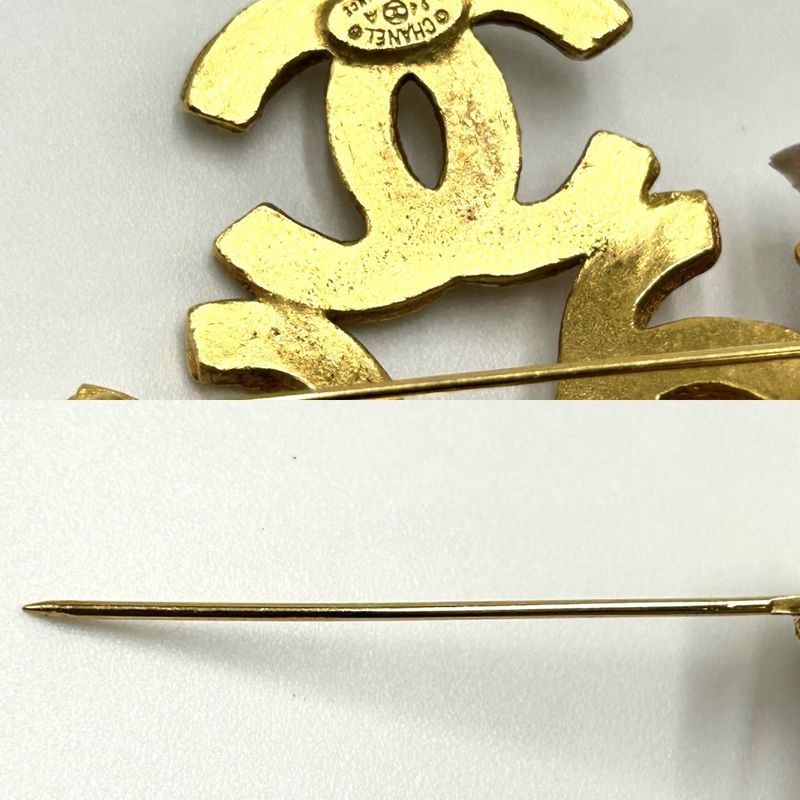 Chanel Brooch Coco Mark Triple Accessories Vintage GP 94