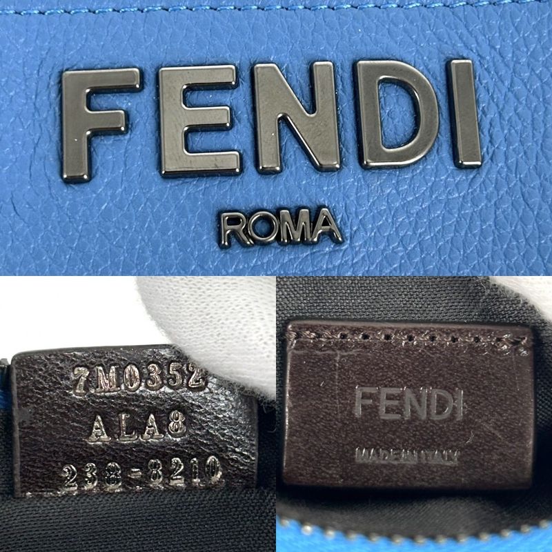 Fendi Pouch Unisex Shoulder Pouch Men Women Fendi 7m0352 Leather Blue Black
