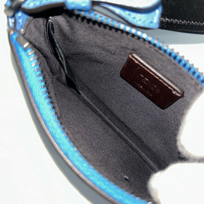 Fendi Pouch Unisex Shoulder Pouch Men Women Fendi 7m0352 Leather Blue Black