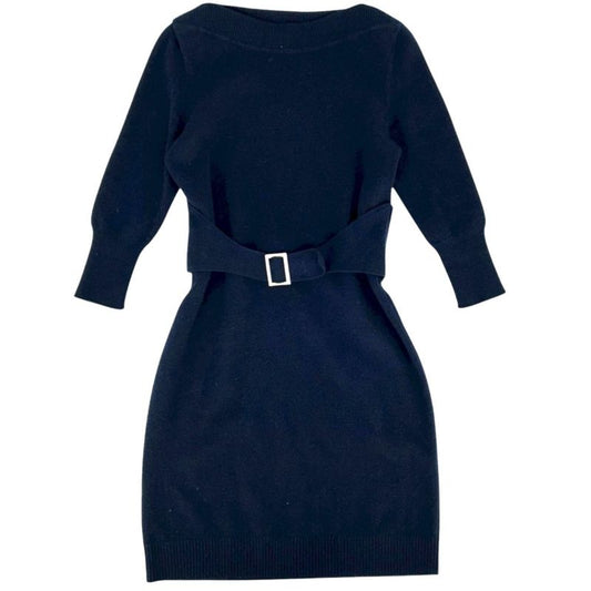 Chanel Dress Women's Long Sleeve Knit Dress With Belt Apparel Clothing Chanel