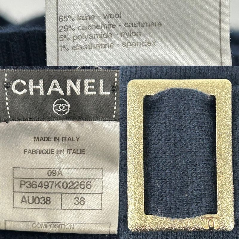 Chanel Dress Women's Long Sleeve Knit Dress With Belt Apparel Clothing Chanel