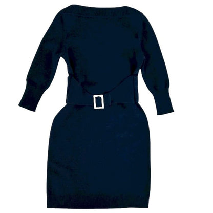 Chanel Dress Women's Long Sleeve Knit Dress With Belt Apparel Clothing Chanel