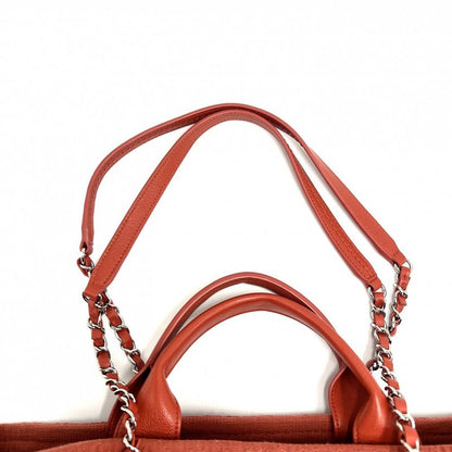 Chanel 2WAY Ladies Deauville Chain Handbag Shoulder Tote Bag Fringe Logo Coco