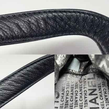 Chanel Handbag Women's Chocobar Shoulder Tote Bag Chanel Leather Black Silver