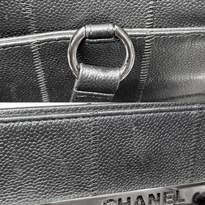 Chanel Handbag Women's Chocobar Shoulder Tote Bag Chanel Leather Black Silver