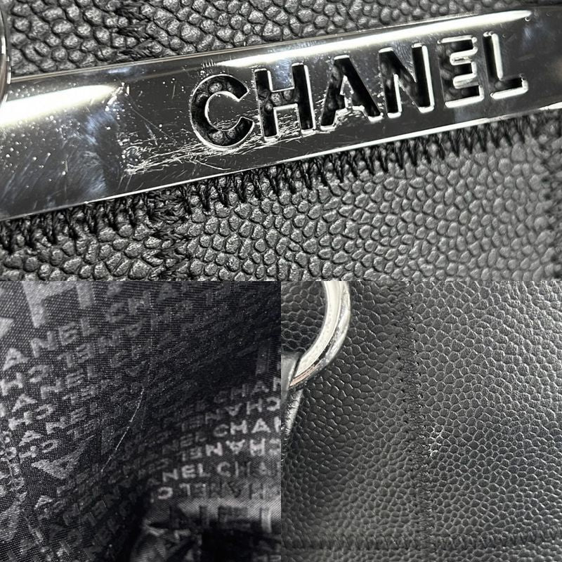 Chanel Handbag Women's Chocobar Shoulder Tote Bag Chanel Leather Black Silver