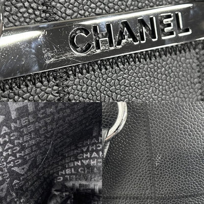 Chanel Handbag Women's Chocobar Shoulder Tote Bag Chanel Leather Black Silver