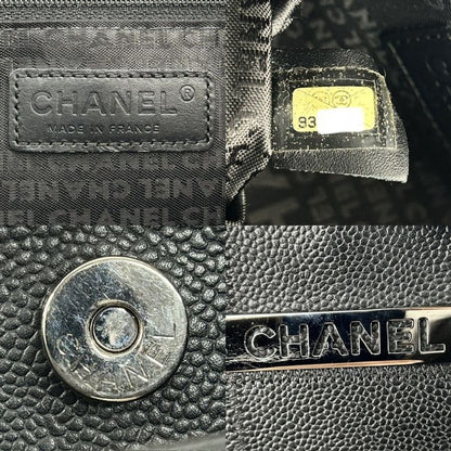 Chanel Handbag Women's Chocobar Shoulder Tote Bag Chanel Leather Black Silver