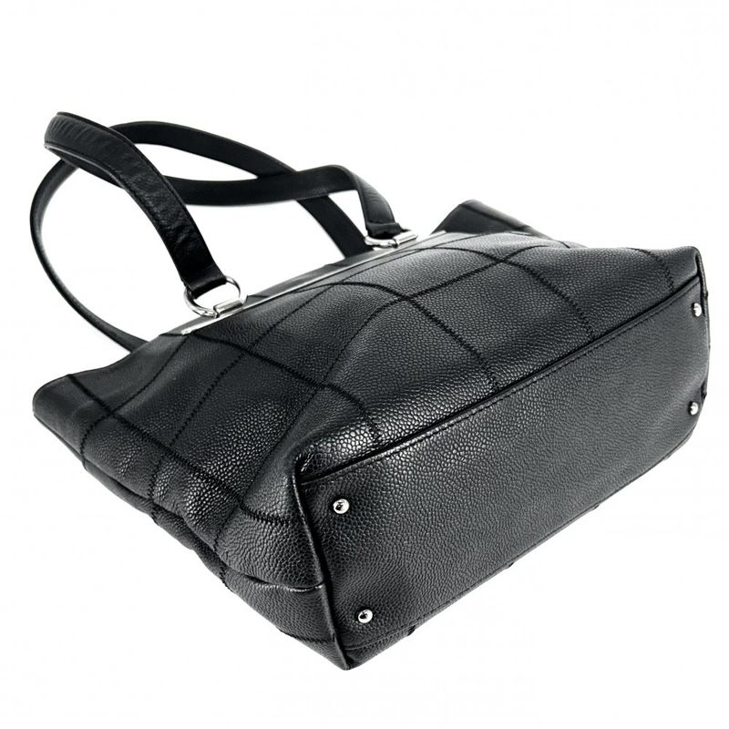 Chanel Handbag Women's Chocobar Shoulder Tote Bag Chanel Leather Black Silver