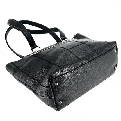 Chanel Handbag Women's Chocobar Shoulder Tote Bag Chanel Leather Black Silver