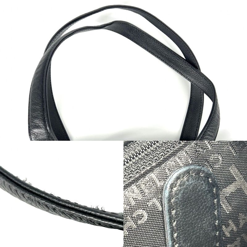 Chanel Handbag Women's Chocobar Shoulder Tote Bag Chanel Leather Black Silver