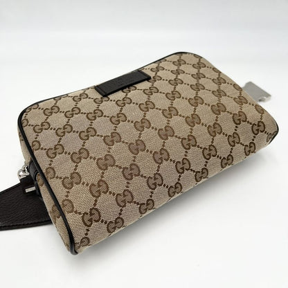 Gucci Waist Bag Men's Waist Pouch Body Bag Gucci 449174 GG Canvas Leather Brown