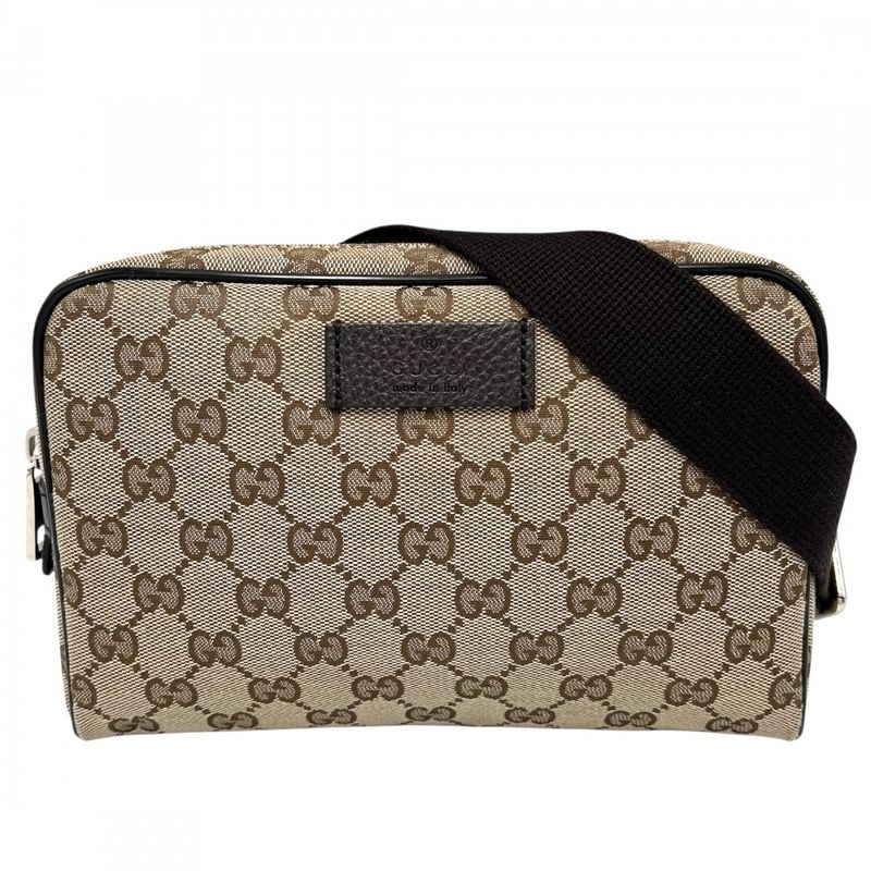 Gucci Waist Bag Men's Waist Pouch Body Bag Gucci 449174 GG Canvas Leather Brown