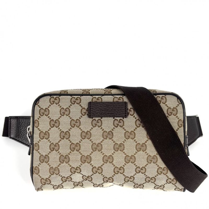 Gucci Waist Bag Men's Waist Pouch Body Bag Gucci 449174 GG Canvas Leather Brown