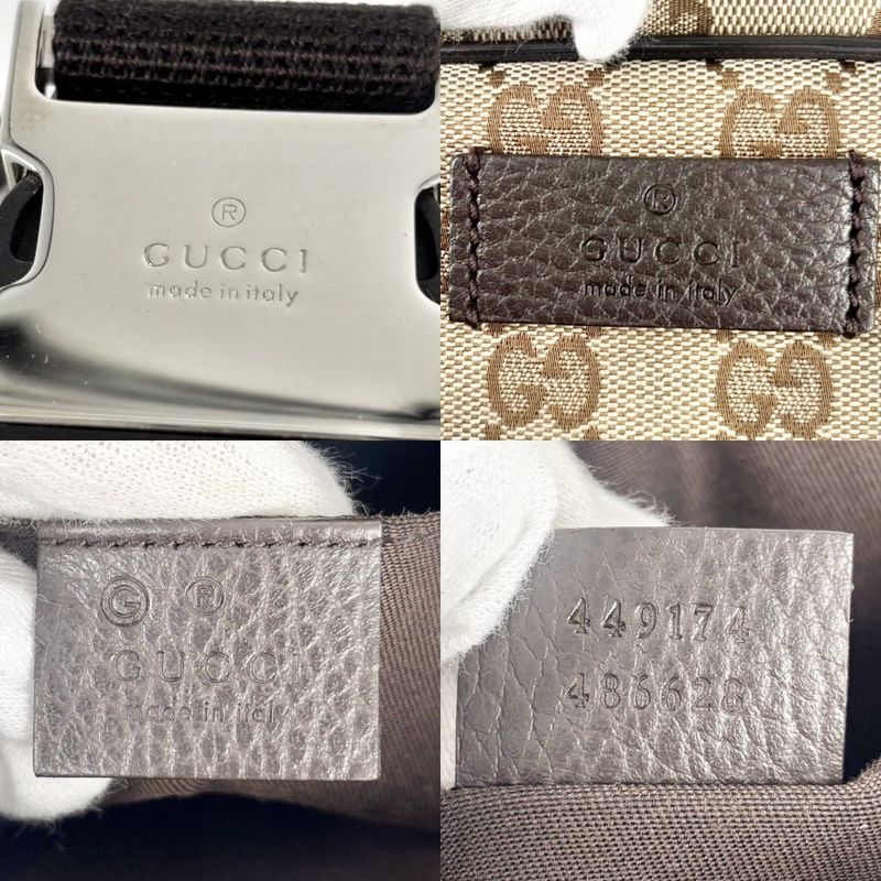 Gucci Waist Bag Men's Waist Pouch Body Bag Gucci 449174 GG Canvas Leather Brown