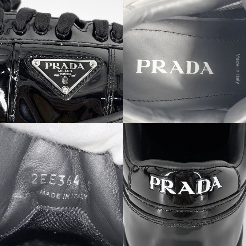 Prada Sneakers Men's Downtown Triangle Logo Low Cut Shoes Approx 24cm (9.45in)