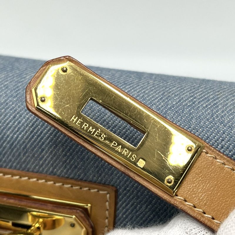 Hermes 2WAY Ladies Outer Stitch Kelly 32 Handbag Shoulder Bag Denim Hermes 00Z