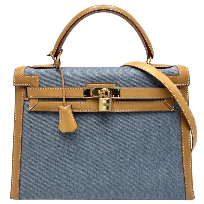 Hermes 2WAY Ladies Outer Stitch Kelly 32 Handbag Shoulder Bag Denim Hermes 00Z