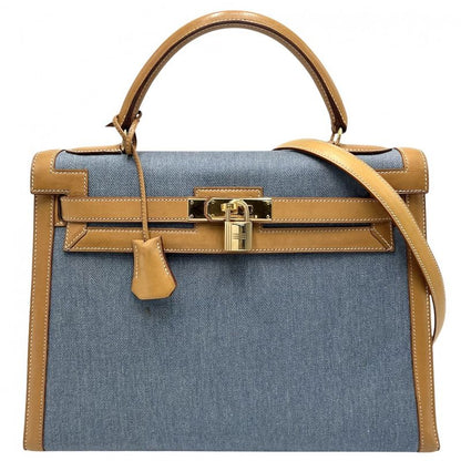 Hermes 2WAY Ladies Outer Stitch Kelly 32 Handbag Shoulder Bag Denim Hermes 00Z