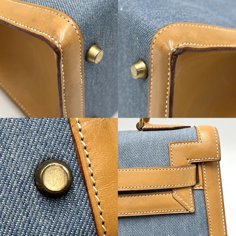 Hermes 2WAY Ladies Outer Stitch Kelly 32 Handbag Shoulder Bag Denim Hermes 00Z