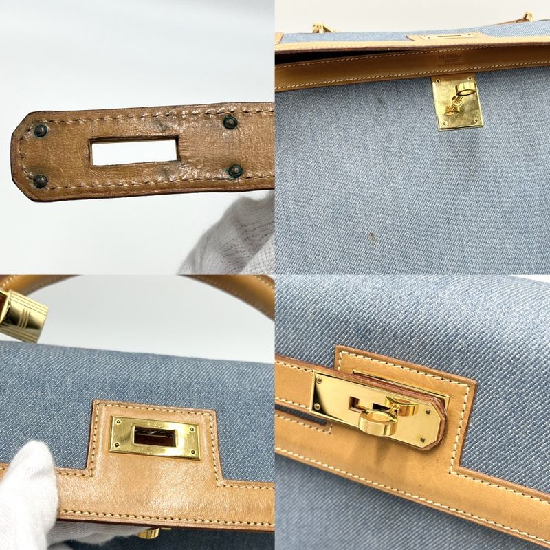 Hermes 2WAY Ladies Outer Stitch Kelly 32 Handbag Shoulder Bag Denim Hermes 00Z