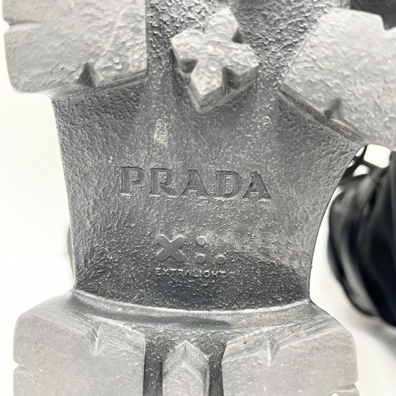 Prada Boots Women's Triangle Logo Monolith With Pouch Short Boots Shoes Size 38
