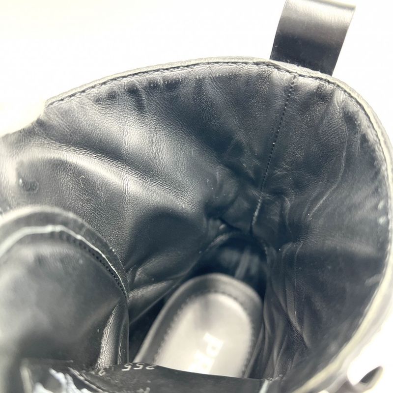 Prada Boots Women's Triangle Logo Monolith With Pouch Short Boots Shoes Size 38