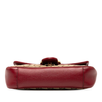 Gucci GG Canvas GG Marmont Chain Shoulder Bag 446744 Beige Red Canvas Leather