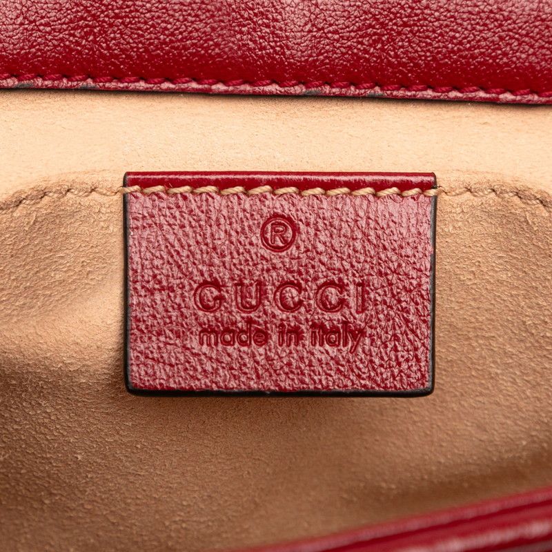 Gucci GG Canvas GG Marmont Chain Shoulder Bag 446744 Beige Red Canvas Leather