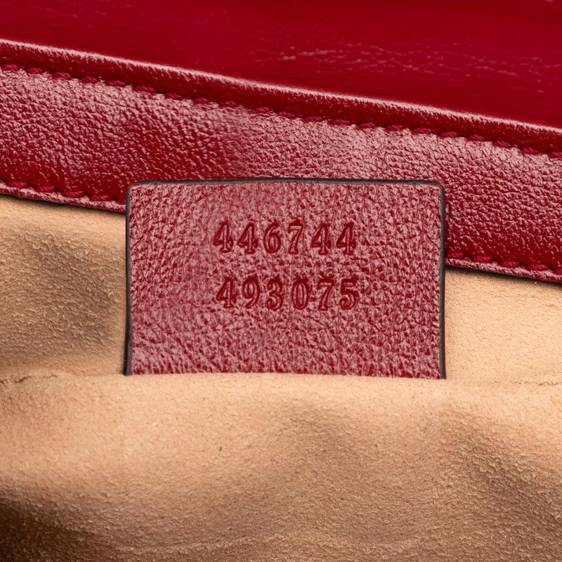 Gucci GG Canvas GG Marmont Chain Shoulder Bag 446744 Beige Red Canvas Leather