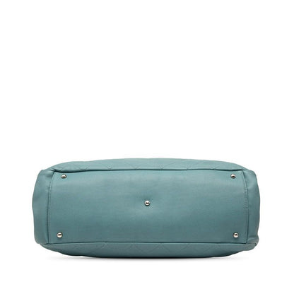 Chanel Coco Mark Chain Tote Bag Light Blue Caviar Skin Women's Chanel