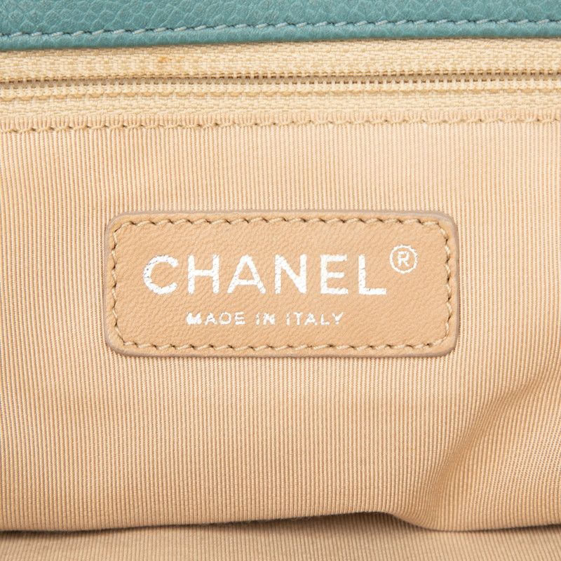 Chanel Coco Mark Chain Tote Bag Light Blue Caviar Skin Women's Chanel