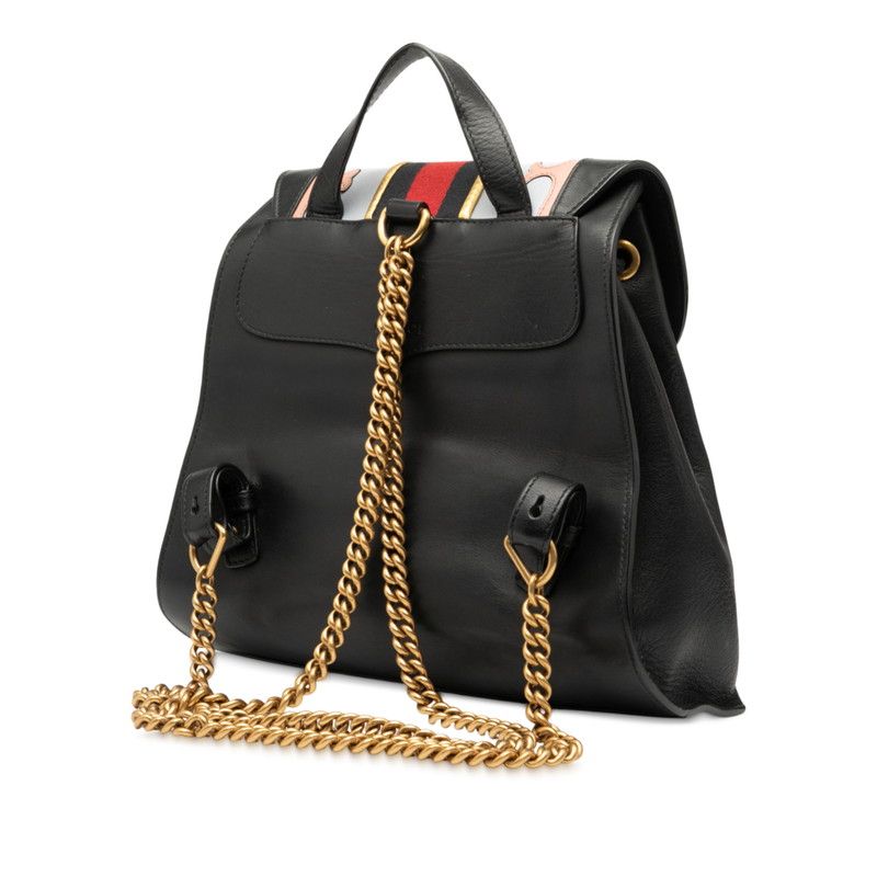 Gucci GG Marmont Sherry Line Chain Backpack 432265 527066 Black Leather Ladies