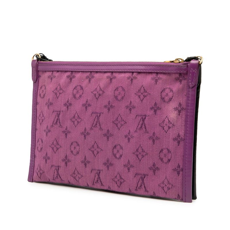Louis Vuitton Monogram Flat Messenger Chain Shoulder Bag M44641 Marron Purple