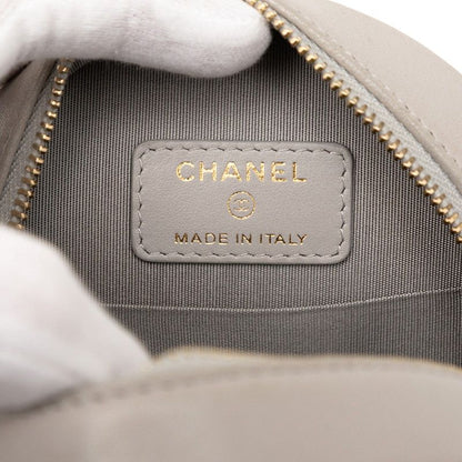 Chanel 19 Round Chain Shoulder Bag Ap0945 Grey Gold Hardware Lambskin Ladies