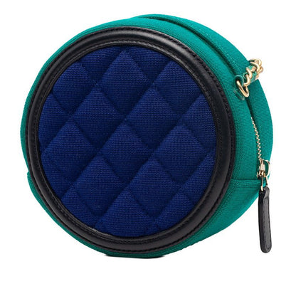 Chanel CC Filigree Coco Mark Round Chain Shoulder Bag Ap0365 Green Blue Black