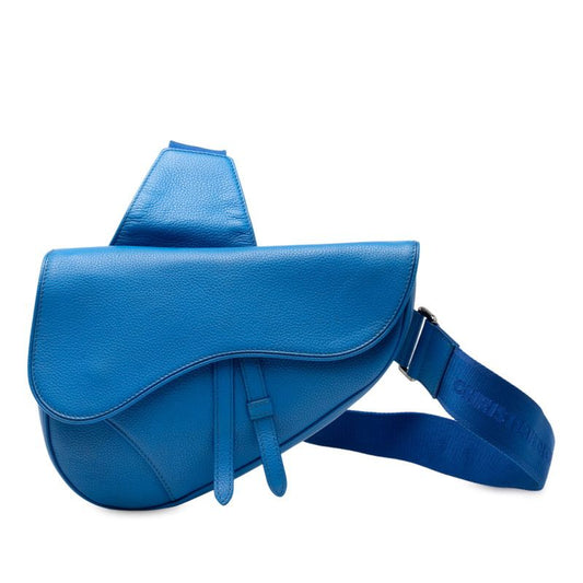 Dior Maxi Saddle Bag Shoulder Bag Body Bag Blue Leather Men's Dior