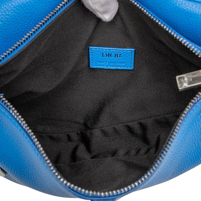 Dior Maxi Saddle Bag Shoulder Bag Body Bag Blue Leather Men's Dior
