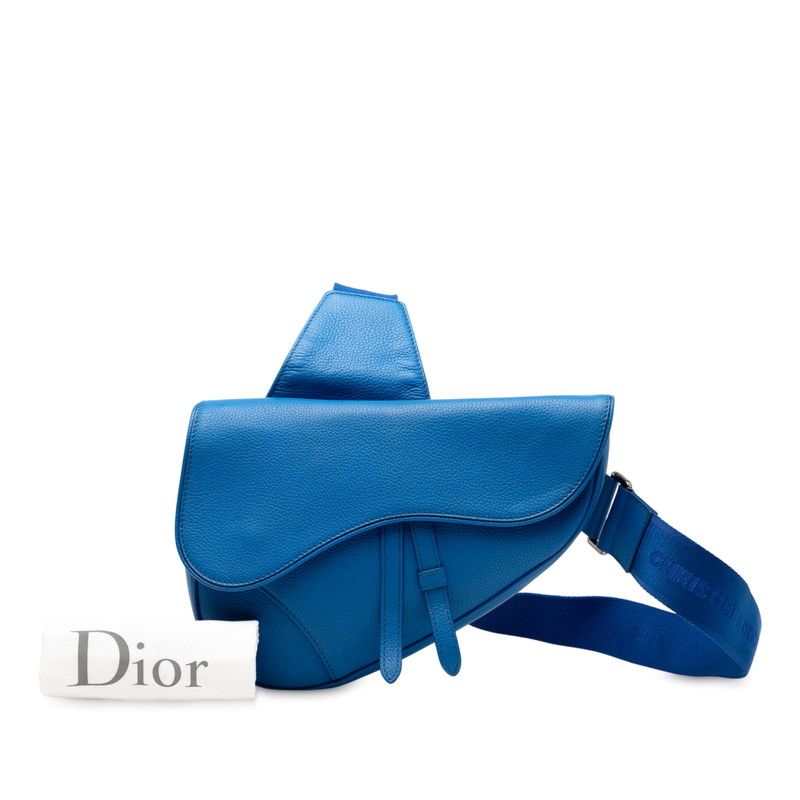 Dior Maxi Saddle Bag Shoulder Bag Body Bag Blue Leather Men's Dior