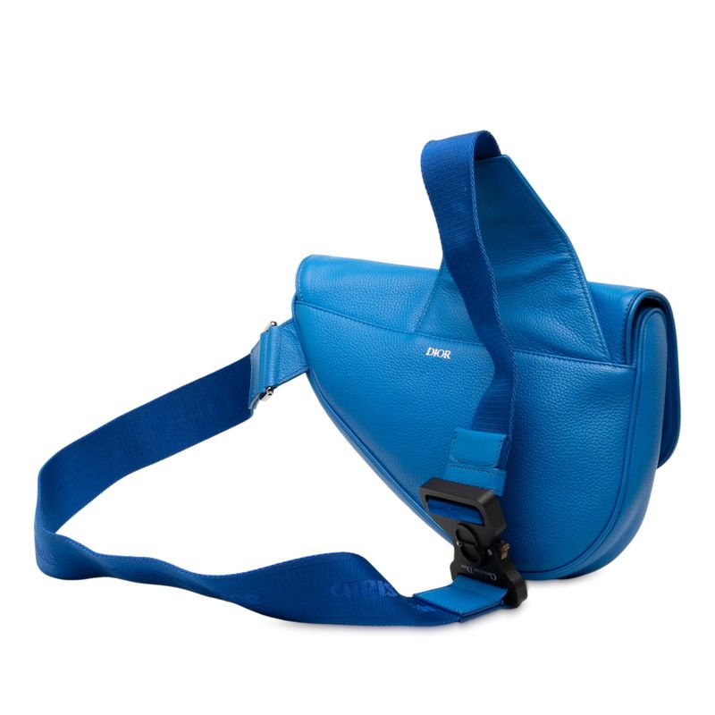 Dior Maxi Saddle Bag Shoulder Bag Body Bag Blue Leather Men's Dior