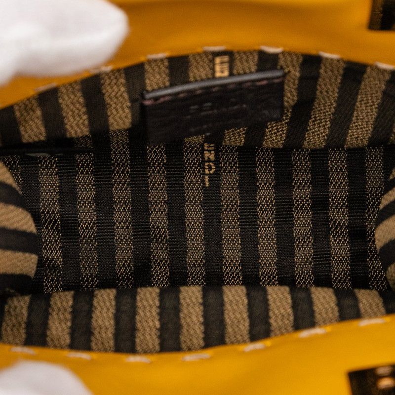 Fendi Sunshine Shopper Mini Tote Bag Shoulder Bag 2WAY 8bs051 Yellow Brown