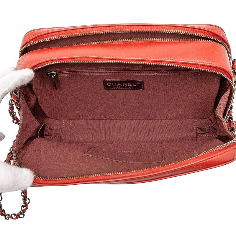 Chanel Matelasse Coco Boy Chain Shoulder Bag Camera Bag Red Lambskin Ladies