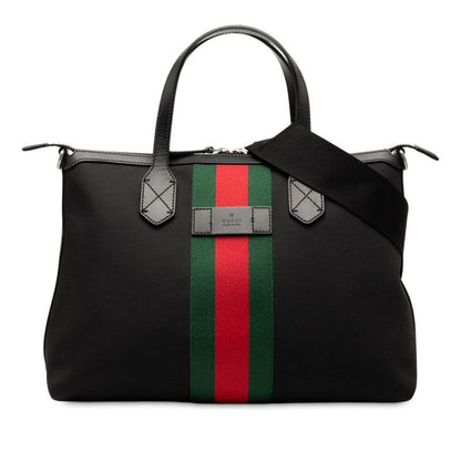 Gucci Sherry Line Tote Shoulder Bag 2WAY 630923 Black Nylon Leather Ladies Gucci