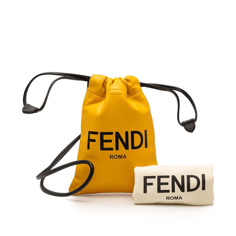 Fendi Logo Phone Pouch 7ar898 Yellow Leather Women Fendi