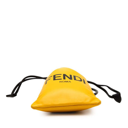 Fendi Logo Phone Pouch 7ar898 Yellow Leather Women Fendi